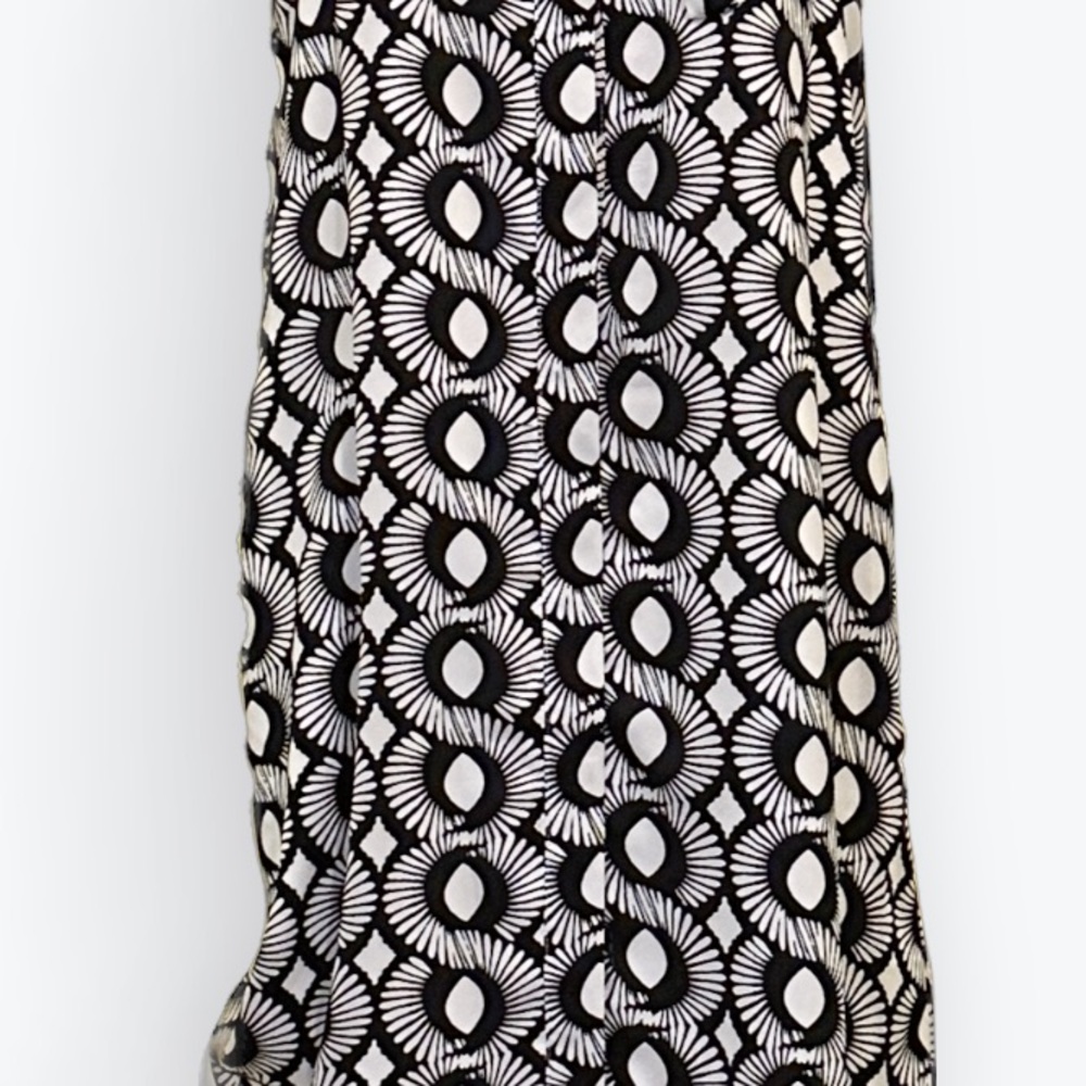Kaari Blue Abstract Black & White Fan Tie Neck Everyday Essentials Dress NWT~ XS - Picture 12 of 12